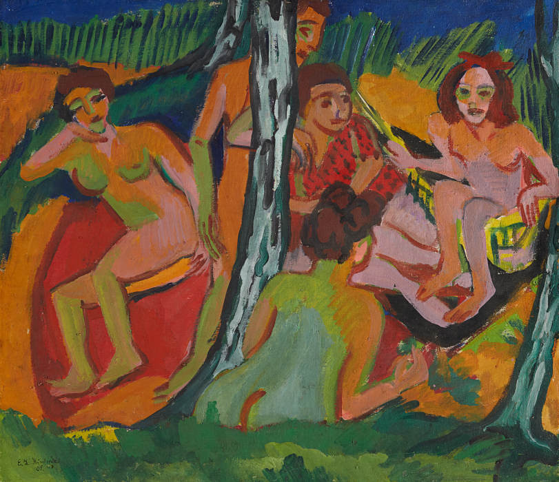 Szene im Wald (Moritzburger Teiche) von Ernst Ludwig Kirchner