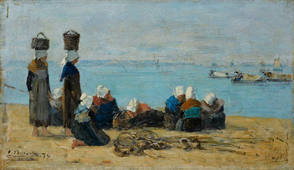 Brest - Fischerinnen am Ufer (pecheuses sur le rivage) von Eugène Boudin