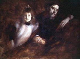 Portrait of Alphonse Daudet (1840-97) and his daughter Edmee 1891