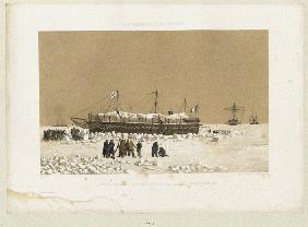 Die schwimmende Batterie "Tonnante" im Eis vor Kinburn 1856
