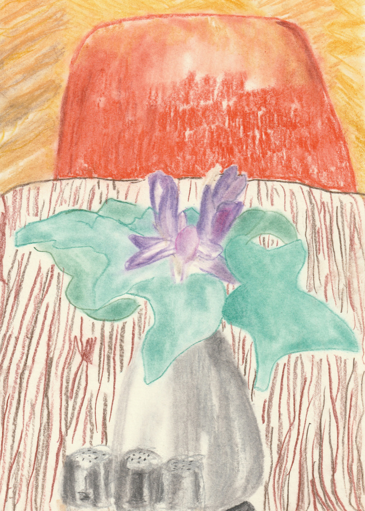 Vase mit Irisblüte von Eva Galonska