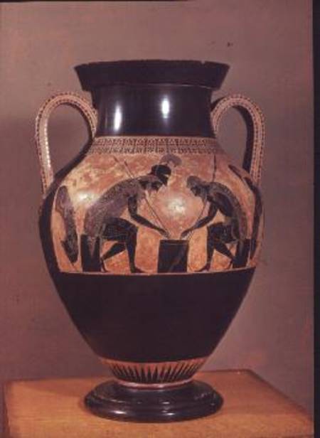Amphora decorated in black-figure painting signed von Exekias