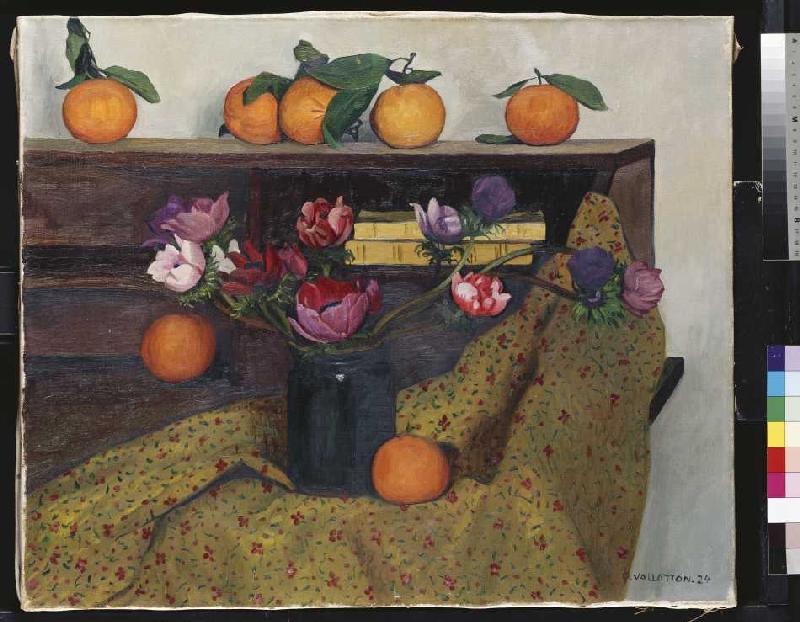 Stillleben mit Anemonen und Orangen von Felix Vallotton