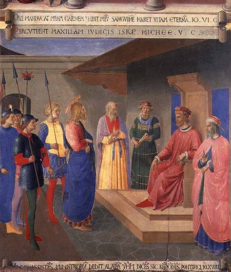 Christ Before Caiaphus, detail from panel three of the Silver Treasury of Santissima Annunziata von Fra Beato Angelico