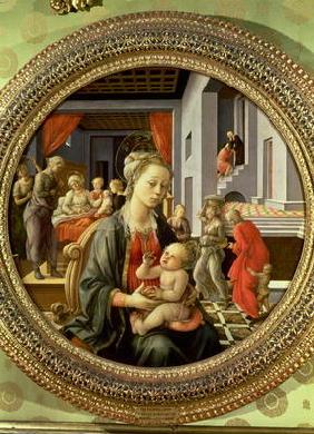 Madonna and Child with Scenes from the Life of the Virgin, 1452 (tempera on panel) 15th