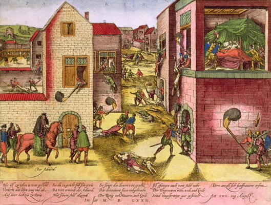 Death of Admiral Gaspard II de Coligny (1519-72) at the time of the St. Bartholomew's Massacre in 15 von Franz Hogenberg