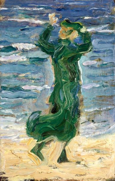 Frau im Wind am Meer 1907