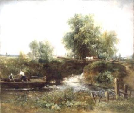 River with Horses Crossing and Skiff von Frederick Waters Watts