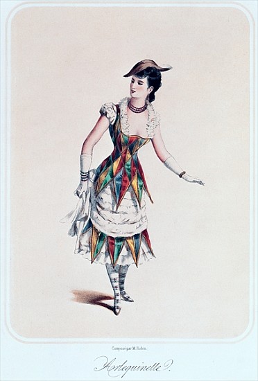 Costume design for a female harlequin, c.1880 von French School