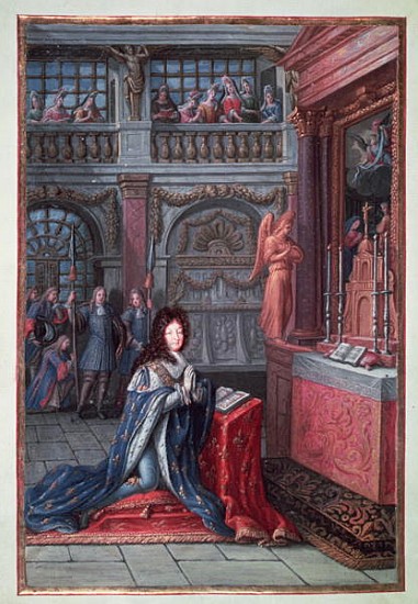 Frontispiece of the ''Hours of Louis XIV'' depicting Louis XIV (1638-1715) at Prayer von French School