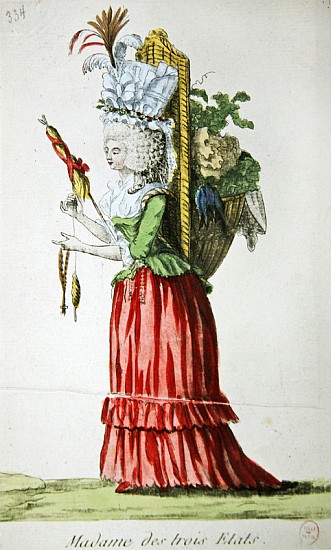 ''Madame des Trois Etats'', caricature on the Three Estates of France before the Revolution von French School