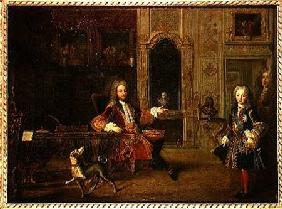 Philippe d'Orleans (1647-1723) and King Louis XV (1710-74) in the Grand Dauphin Cabinet at Versaille early 18th