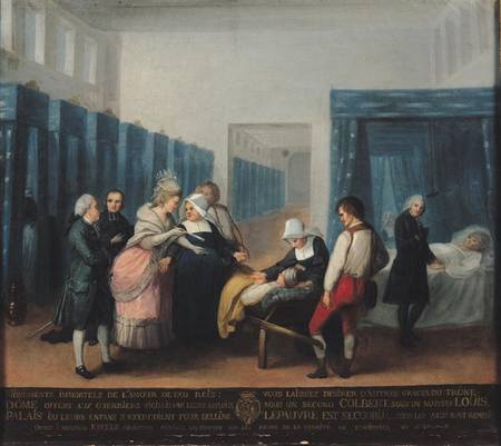 The Visit of Monsieur and Madame Necker to the Hopital de la Charite von French School