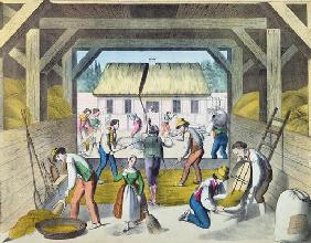 Work in the Farmyard, probably in Eastern France, 2nd half 19th century (colour litho) 18th