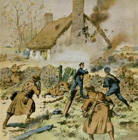 Attack by police and British troops on a farm occupied by the Sinn-Fein, cover of 'Le Petit Journal' 16th