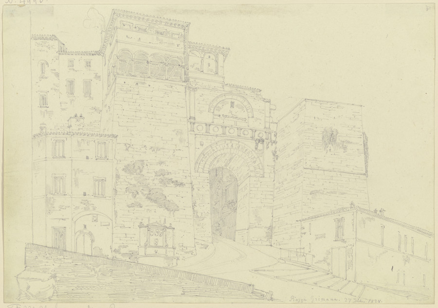 Die Piazza Grimana in Perugia von Friedrich Maximilian Hessemer