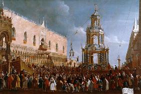 The Festival of Giovedi Grasso in the Piazzetta of San Marco, Venice 18th C.