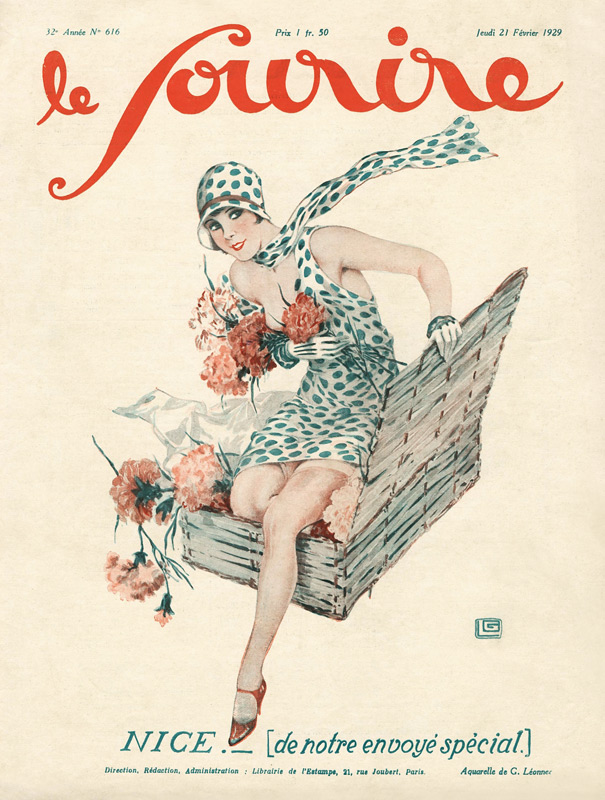 Front Cover of ''Le Sourire'', 1929 (colour litho)  von Georges Leonnec