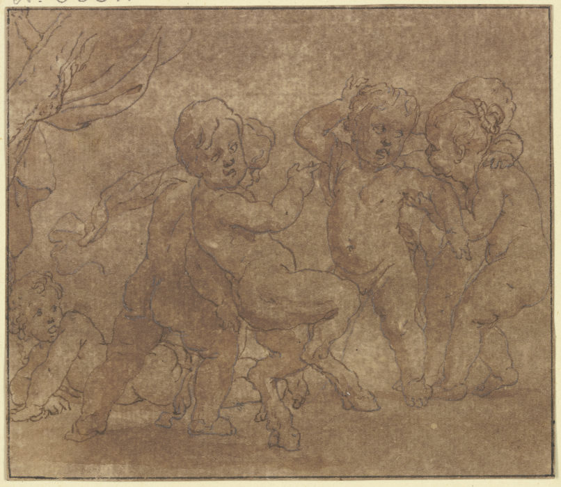 Sechs tanzende nackte Kinder, eines davon hat Ziegenfüße von Gerard de Lairesse