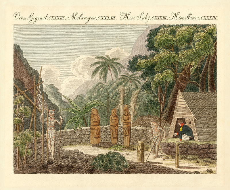 The Morai or the sepulture-plaza on the Island of Nukahiwah in the South Seas von German School, (19th century)