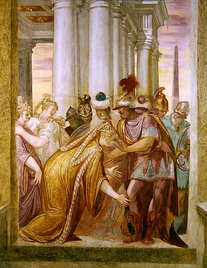 Central wall depicting Sophonisba requesting help from Massinissa von Giovanni Battista  Zelotti
