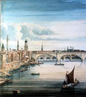 West view of New London Bridge and Old London Bridge 1830