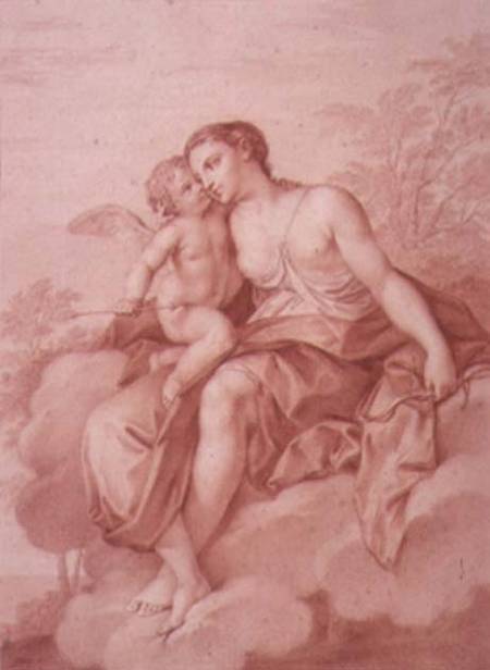 Venus Reclining on a Cloud, Embracing Cupid von Giovanni Battista Cipriani