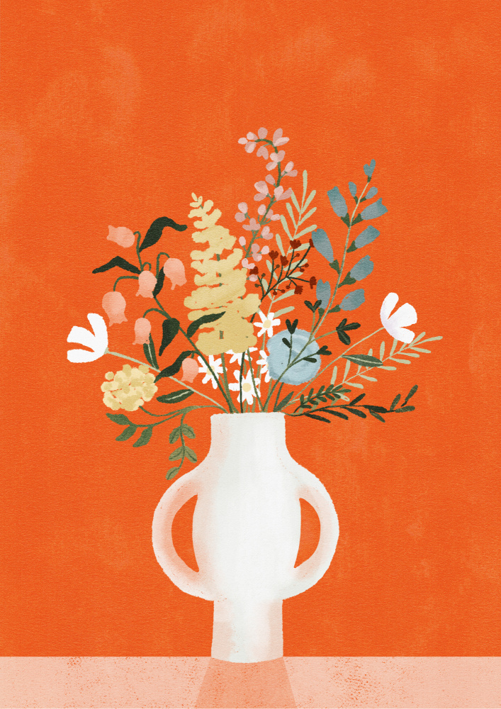 Blumen in Vase,Rot von Goed Blauw