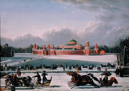 Sleigh Race at the Petrovsky Park in Moscow von Golitsyn