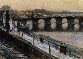 Die Augustusbrücke in Dresden im Winter