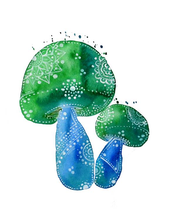 Blaugrüne Primitive Pilze von Sebastian  Grafmann