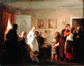 Congratulating the Newly-Weds in a Manor House 1860