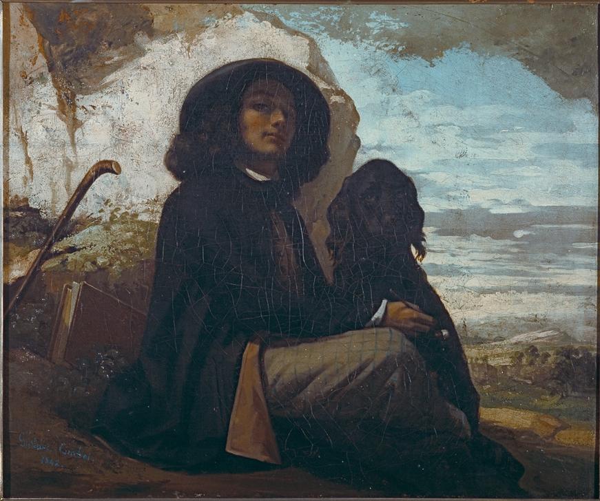 Courbet au chien noir von Gustave Courbet