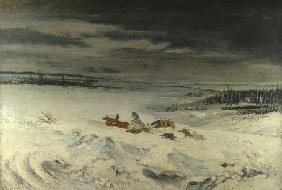 Eine Kutsche im Schnee 1860