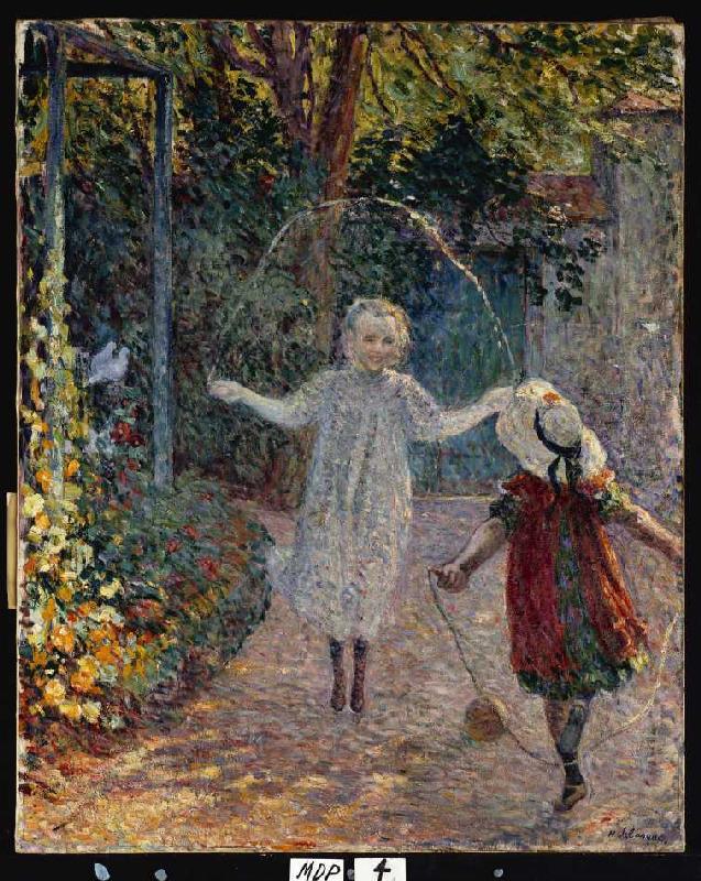 Kinder beim Seilspringen im Garten von Henri Lebasque