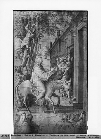Life of Christ, Entry of Christ into Jerusalem, preparatory study of tapestry cartoon for the Church von Henri Lerambert