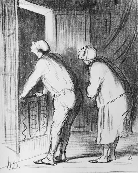Series ''Actualites'', the comet, The evening before the 13th of June, plate 406, illustration from  von Honoré Daumier