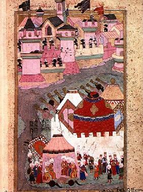 TSM H.1524 Siege of Vienna by Suleyman I (1494-1566) the Magnificent, in 1529, from the 'Hunername' 1588