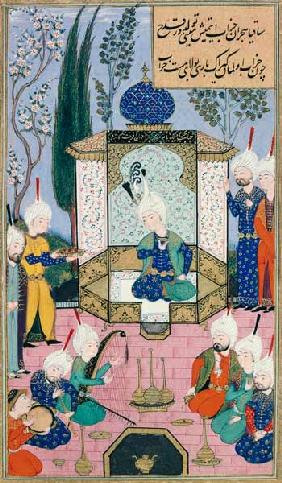Ms B-284 Fol.33b The Court of the Sultan, illustration from 'The Divan of Sultan Husayn Bayqara' c.1540