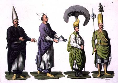 Head Baker, Head Cook and other examples of Ottoman costume, plate 4 from Part III, Volume I of 'The von Scuola pittorica italiana