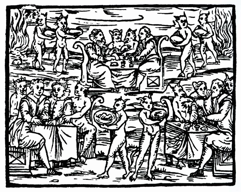 The Witches Sabbath, copy of an illustration from 'Compendium Maleticarum' by Fr M Guaccius, Milan 1 von Italian School, (17th century) (after)