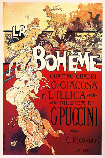 Poster for La Boheme, Opera by Giacomo Puccini 1895