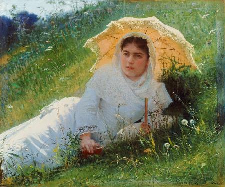 Ein heißer Tag (Auf dem Rasen. Mittag) 1883