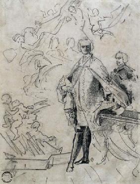 Sketch of Carlo Broschi 'il Farinelli' (1705-82) 18th