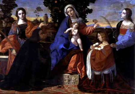 Sacred Conversation with Saints Barbara and Justina von Jacopo Palma