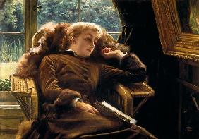Reverie: Mrs.Newton reclining in a chair 19. Jh