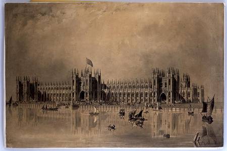 Perspective drawing of the artist's proposed new Houses of Parliament von James Thomas Knowles