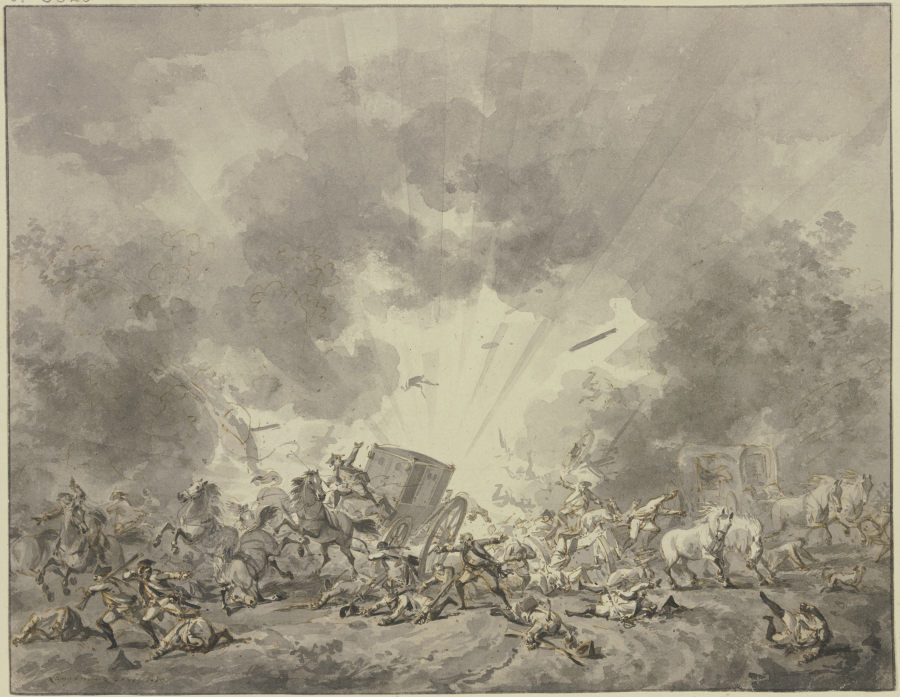 Pulverexplosion inmitten einer Truppenabteilung von Jan Anthonie Langendijk