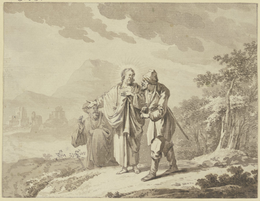 Christus und die Jünger auf dem Wege nach Emmaus von Jan Punt