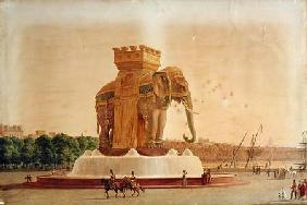 View of the Elephant Fountain at the Place de la Bastille c.1805-181